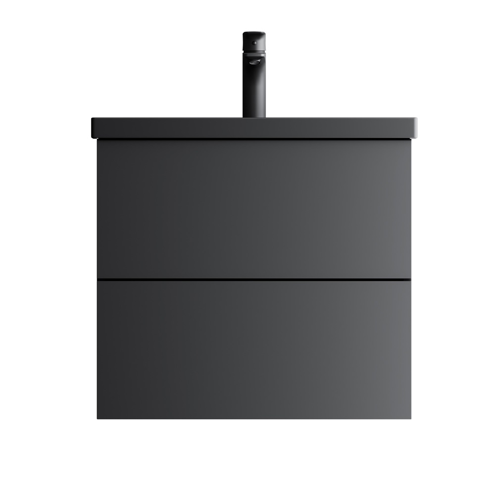 M90FHX06022BM База под раковину, подвесная, 60 см, 2 ящика push-to-open, цвет: черный матовый