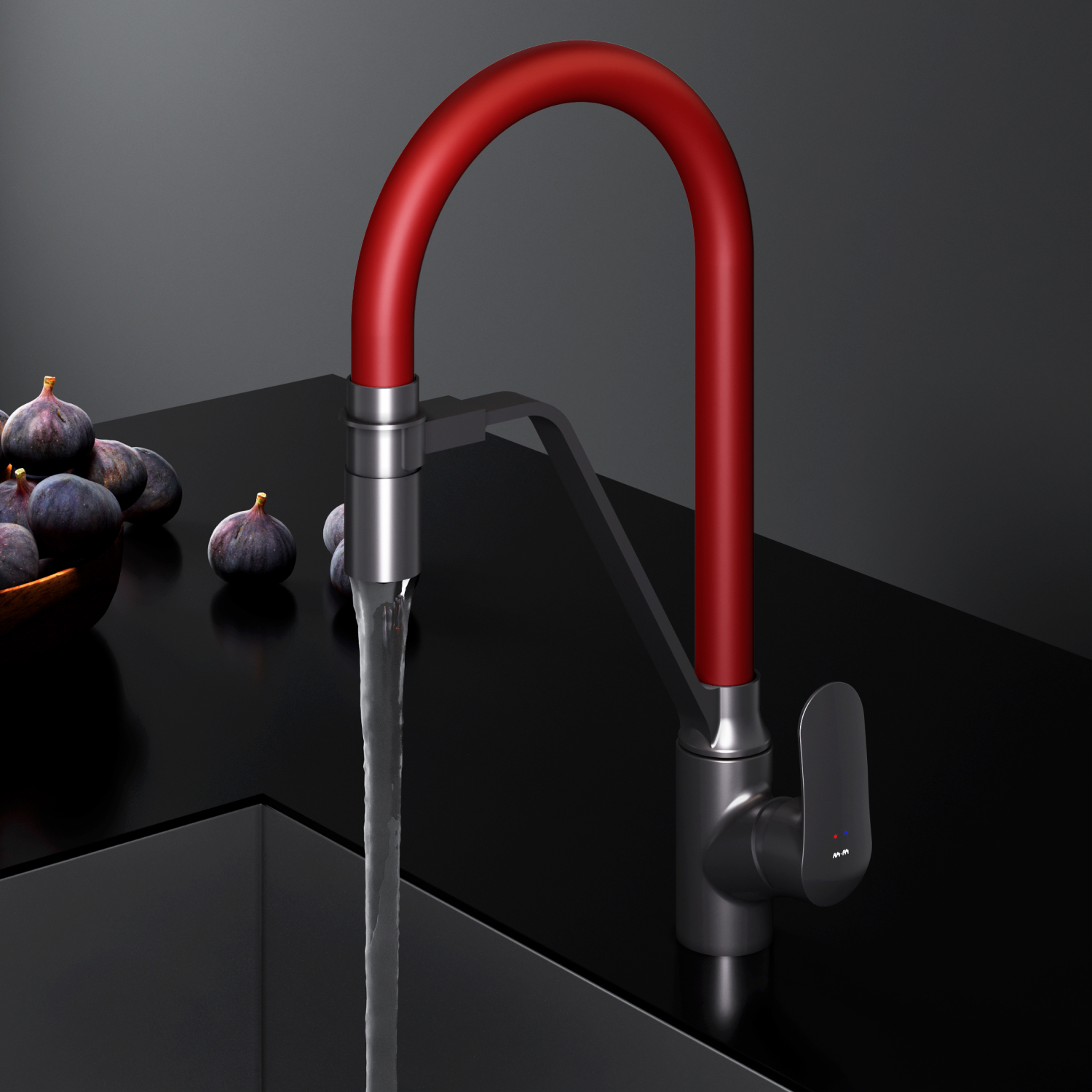 F8007828 Смеситель для кухни с каналом для питьевой воды и гибким красным изливом